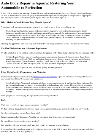 Auto Body Shop Aguora
