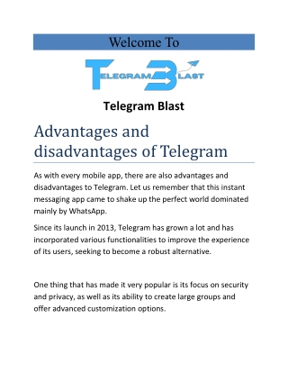 Advantages and disadvantages of Telegram
