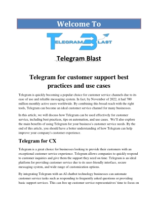 Telegram for customer support best practices and use cases