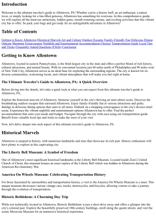 The Ultimate Traveler's Guide to Allentown, PA