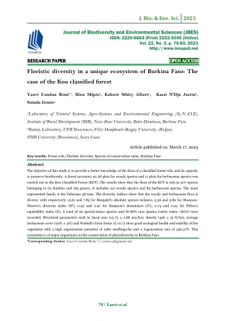 Floristic diversity in a unique ecosystem of Burkina Faso: The case of the Kou