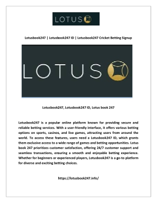 1 Lotusbook247 | Lotusbook247 ID | Lotusbook247 Cricket Betting Signup