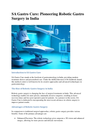 SA Gastro Cure(robotic gastro surgery in india)