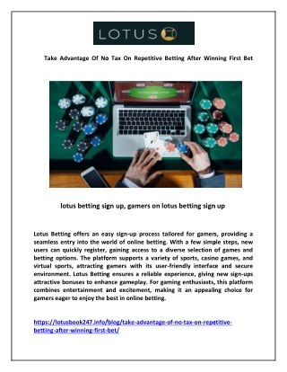 Take Advantage Of No Tax On Repetitive Betting After Winning First Bet