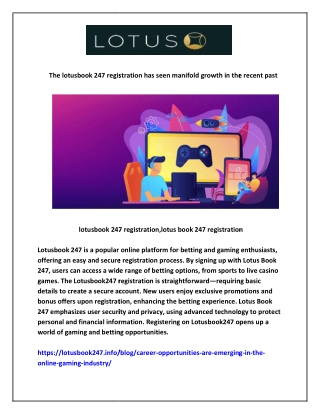 7 The lotusbook 247 registration has seen manifold growth in the recent past