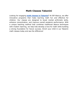 Math Classes Takanini