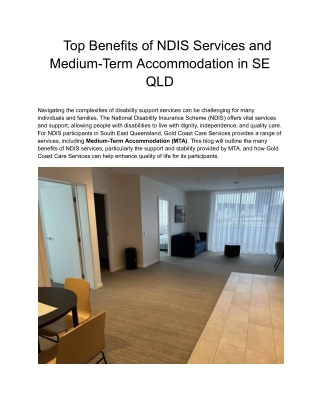 Top Benefits of NDIS Services and Medium-Term Accommodation in SE QLD