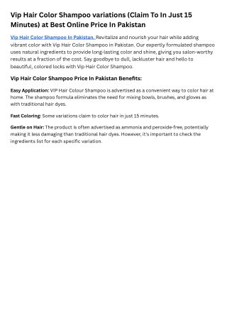 Vip Hair Color Shampoo Price In Pakistan - 03222076662