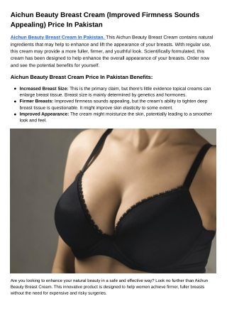 Aichun Beauty Breast Cream price in Pakistan, Karachi, Islamabad - 03222076662