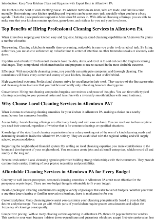 Keep Your Kitchen Clean and Hygienic with Expert Help in Allentown PA