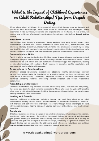 What is the Impact of Childhood Experiences on Adult Relationships Tips from Deepak Dating