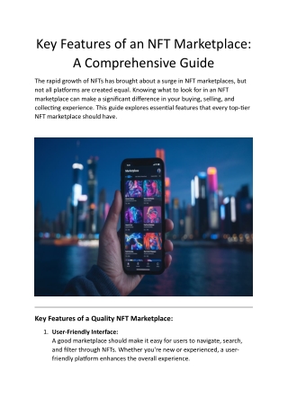 Key Features of an NFT Marketplace