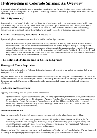 Hydroseeding Colorado Springs