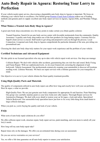 Auto Body Shop Aguora