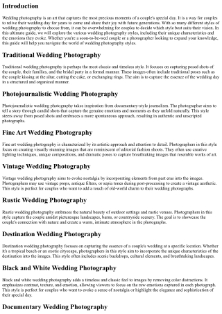 The Ultimate Guide to Wedding Photography Styles