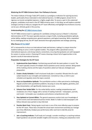 Mastering the IIFT MBA Entrance Exam