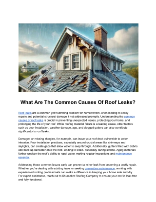 What Are The Common Causes Of Roof Leaks