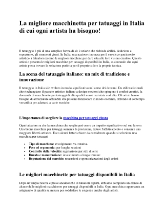 La migliore macchina per tatuaggi in Italia di cui ogni artista ha bisogno