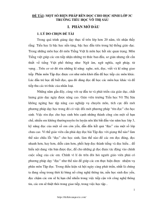 Một số biện pháp rèn đọc cho học sinh Lớp 3C trường tiểu học Võ Thị Sáu