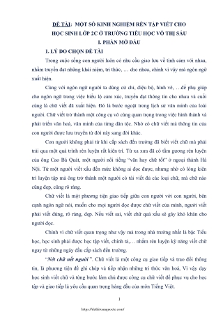 Một số kinh nghiệm rèn viết cho học sinh Lớp 2C