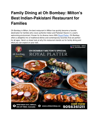Oh bombay Milton - Best Indian restaurant in Milton