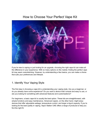 How to Choose Your Perfect Vape Kit