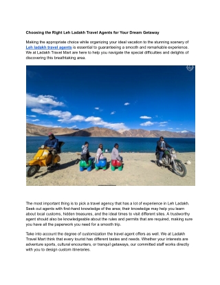 Choosing the Right Leh Ladakh Travel Agents for Your Dream Getaway