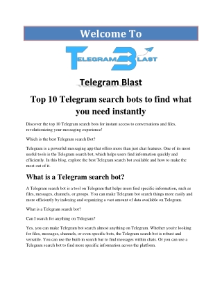 Top 10 Telegram search bots to find what you need instantly