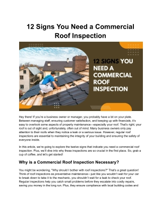 12 Signs You Need a Commercial Roof Inspection