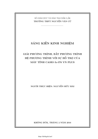Giải phương trình, bất PT, hệ PT với sự hỗ trợ của Casio fx-570 VN plus