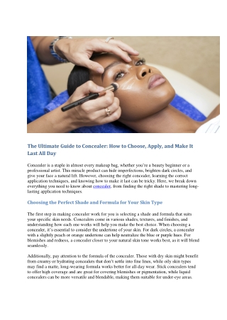 The Ultimate Guide to Concealer: Essentials for a Flawless Finish