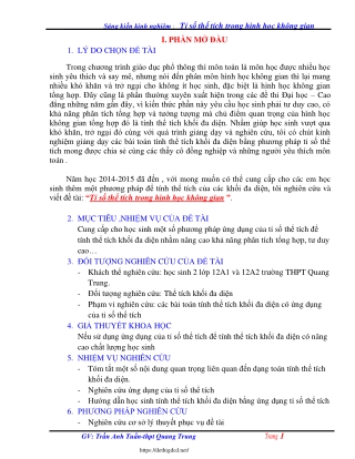 Tỉ số thể tích trong hình học không gian