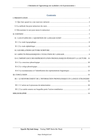 Falicitation de l’apprentissage du vocabulaire et de la prononciation