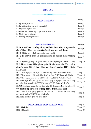 Biện pháp quản lí của tổ trưởng nâng cao hoạt động của tổ chuyên môn cấp THPT