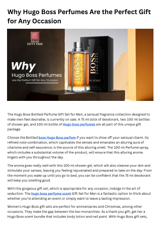 Why Hugo Boss Perfumes Are the Perfect Gift for Any Occasion