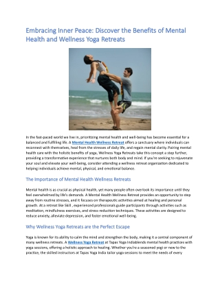 Mental Health Wellness Retreat