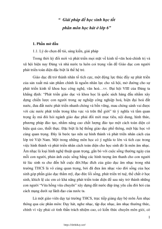 Giải pháp để học sinh học tốt phân môn Học hát ở Lớp 6