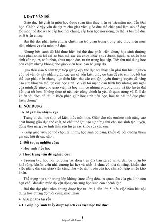 Biện pháp giúp học sinh tiểu học, học tốt bài thể dục phát triển chung