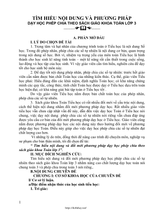 Tìm hiểu nội dung và đổi mới phương pháp dạy học phép chia theo SGK Toán Lớp 3