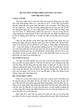 Một số biện pháp giáo dục lễ giáo cho trẻ mẫu giáo