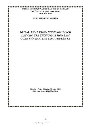 Phát triển ngôn ngữ mạch lạc cho trẻ qua môn làm quen văn học thể loại truyện kể