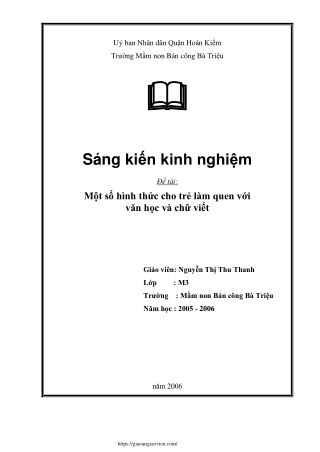 Một số hình thức cho trẻ làm quen với văn học và chữ viết