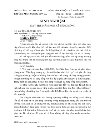 Kinh nghiệm dạy trẻ mầm non kỹ năng sống