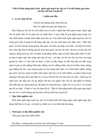 Biện pháp phát triển ngôn ngữ mạch lạc cho trẻ 5-6 tuổi qua truyện kể