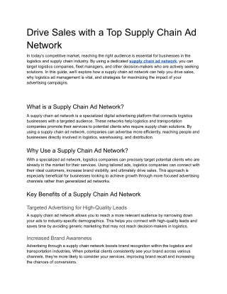 Drive Sales with a Top Supply Chain Ad Network
