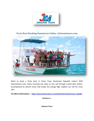 Party Boat Booking Dominican Online