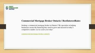 Commercial Mortgage Broker Ontario  BestInterestRates