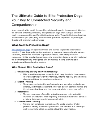 The Ultimate Guide to Elite Protection Dogs_ Your Key to Unmatched Security and Companionship