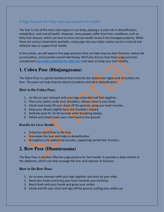 5 Yoga Postures for Fatty Liver and Overall Liver Health