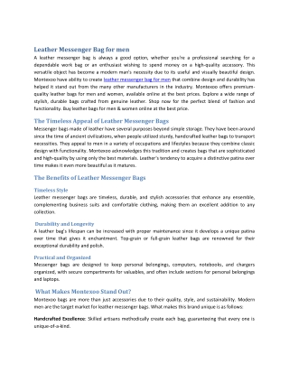 Leather Messenger Bag for men